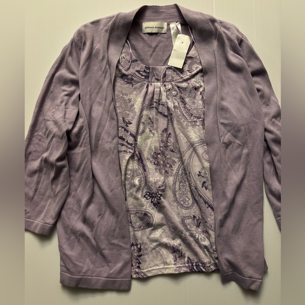 NWT Alfred Dunner lavender cardigan large